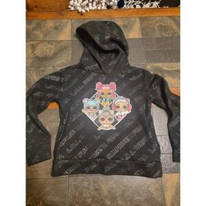 Puma x LOL Surprise Downtown Logo Pullover Hoodie Girls Sz 7 Black With Silver